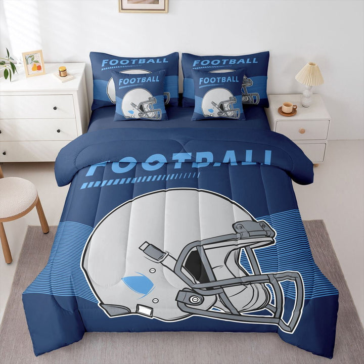 7 Pieces American Football Comforter Set Full, Sports Ball Game Comforter Set Bed-in-a-Bag, Tennessee (1 Comforter, 1 Flat Sheet 1 Fitted Sheet 2 Pillowcases and 2 Throw Pillow Covers)