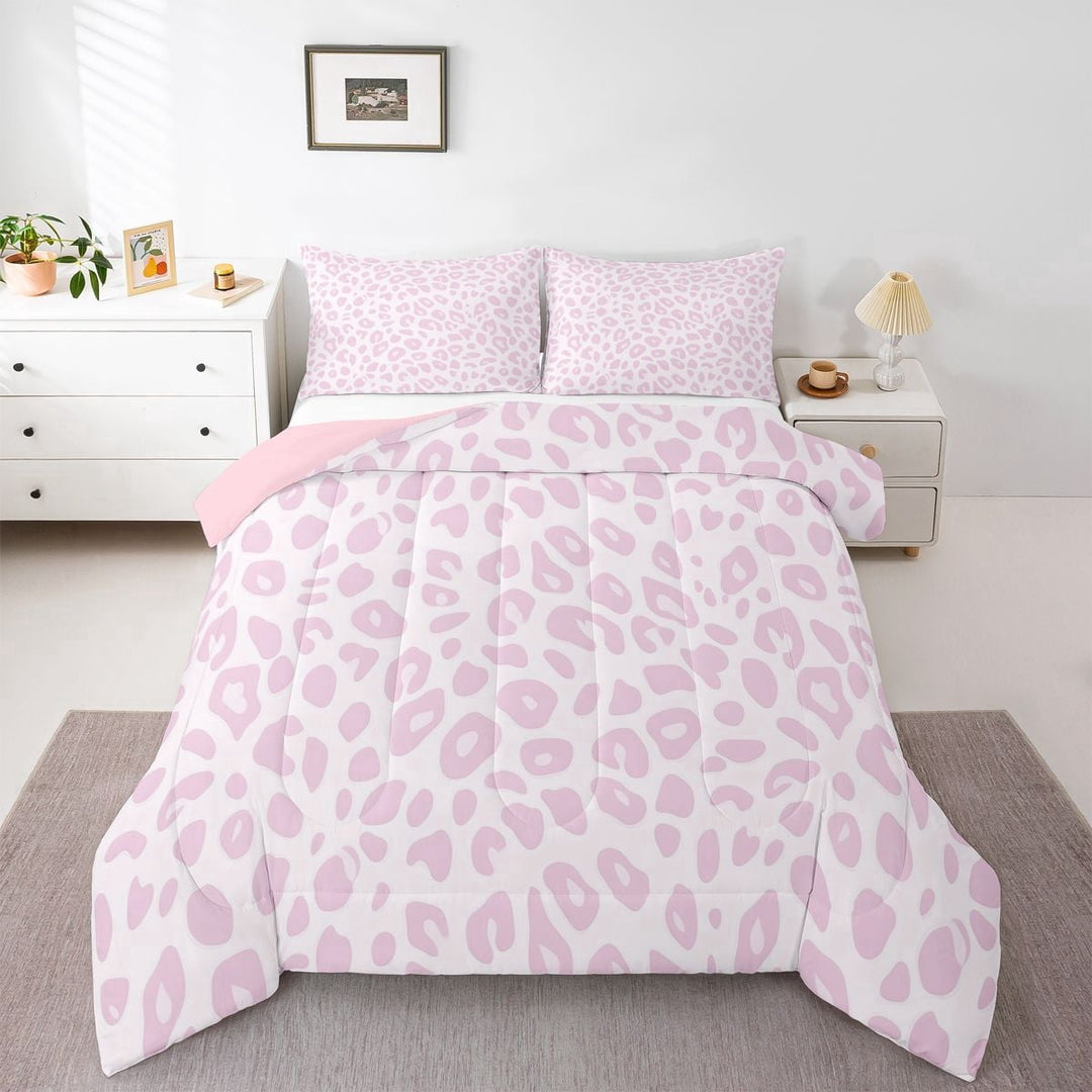 Erosebridal Leopard Print Kids Full Size Comforter Sets, Pink Camo Cheetah Printed Bedding Sets, 3-Piece
