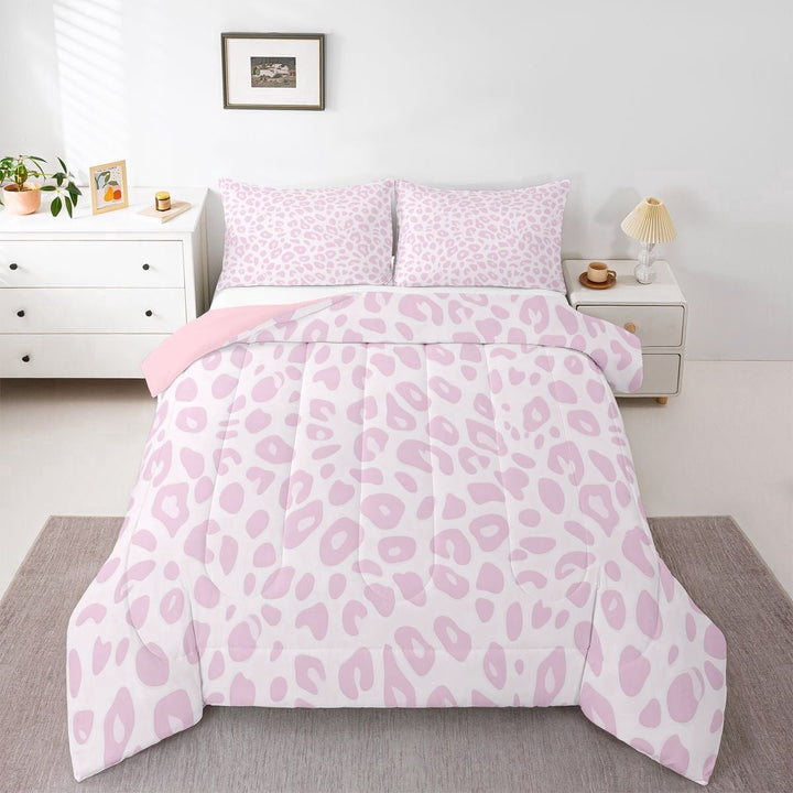 Erosebridal Leopard Print Kids Full Size Comforter Sets, Pink Camo Cheetah Printed Bedding Sets, 3-Piece