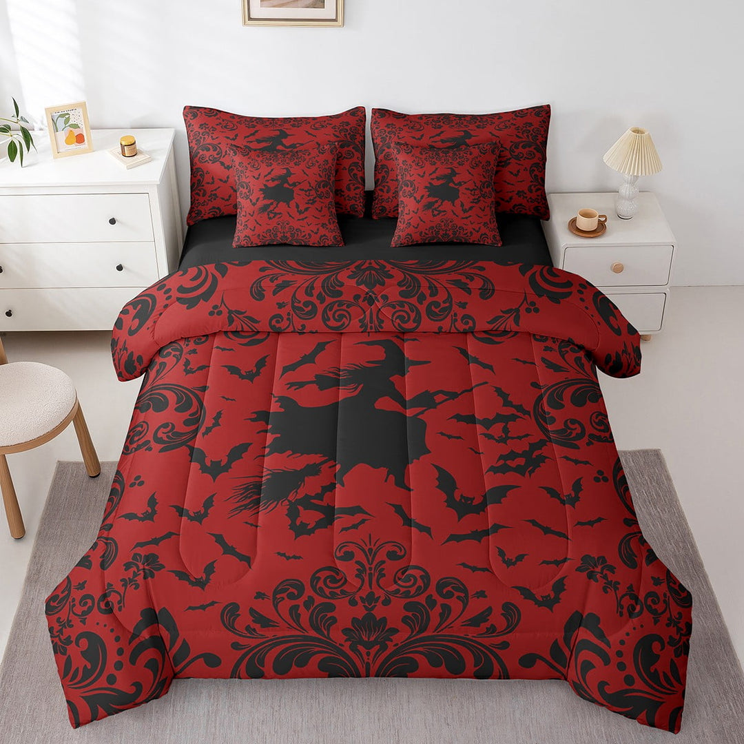 Erosebridal Magic Witch Bed in a Bag Full size, Happy Halloween Bed Set, Damask Boho Reversible Bedding Full Size, Lightweight Room Decorative, 7pcs