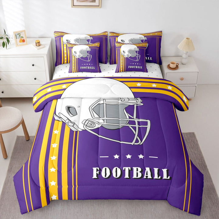 Twin Size 7-Piece Football Gifts Comforter Sets for Football Lovers American Football Comforter Set with Sheets,Minnesota(1 Comforter,1 Flat Sheet,1 Fitted Sheet,2 Pillowcases,2 Throw Pillow Covers)