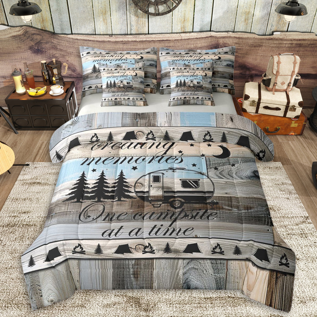 Erosebridal Vintage RV Car Twin Bedding Sets 7-Piece,Adventure Theme Vintage Cottage Bedding Comforter Set For Boys Girls,Grey Reversible,Ultra Soft Home Decor