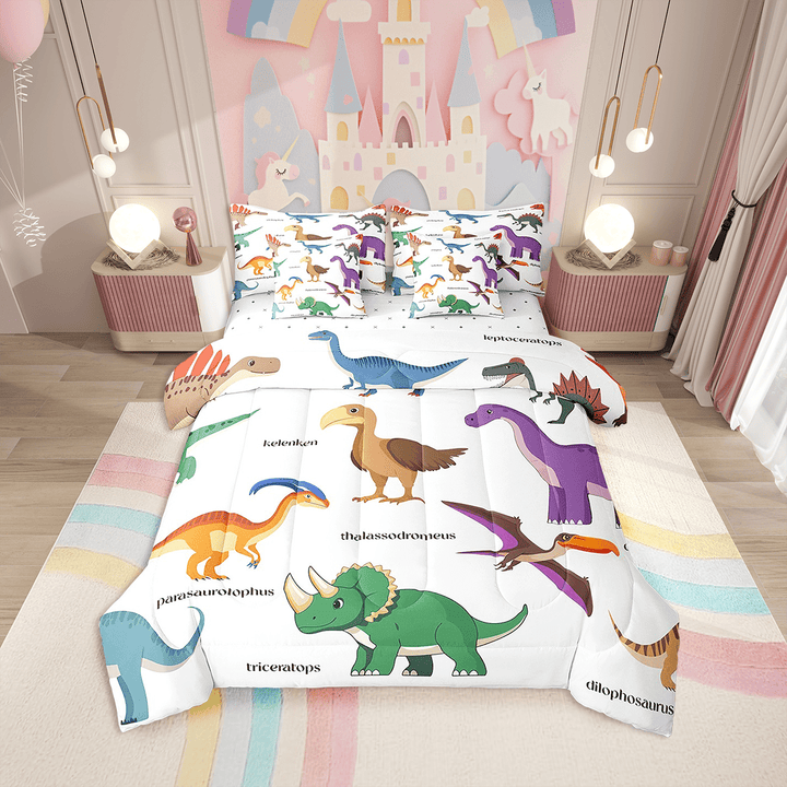 7 Pieces Bed in a Bag Full Bedding Set with Sheets,Dinosaur Comforter Sets for All Season,1 Comforter,2 Pillow Shams,1 Flat Sheet,1 Fitted Sheet,2 Pillowcases