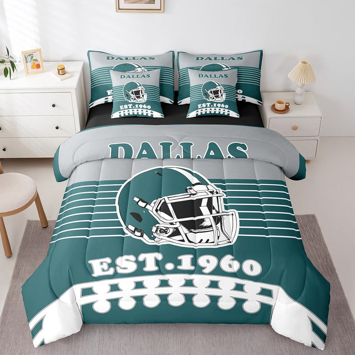 Erosebridal Sports Bedding Twin Size 7pcs, Lightweight, Dark Cyan, Dallas