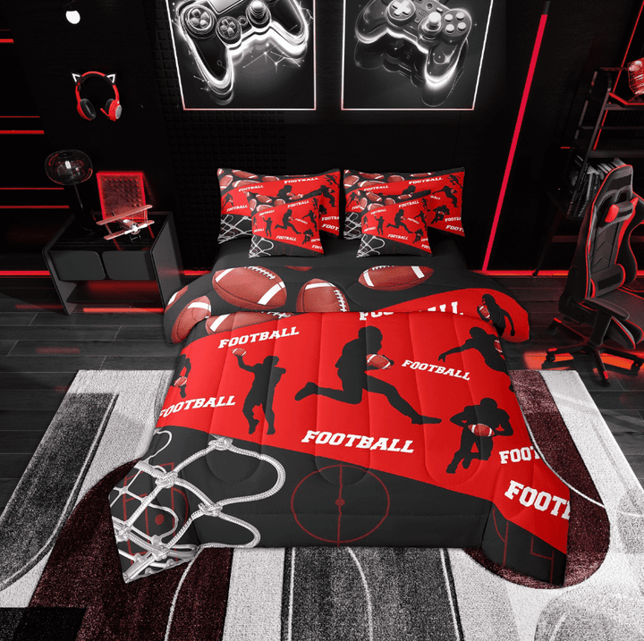Erosebridal Football Sports Bedding Twin Size, Soccer Player Bed in a Bag Twin size, Teenager, Reversible 7 Pieces