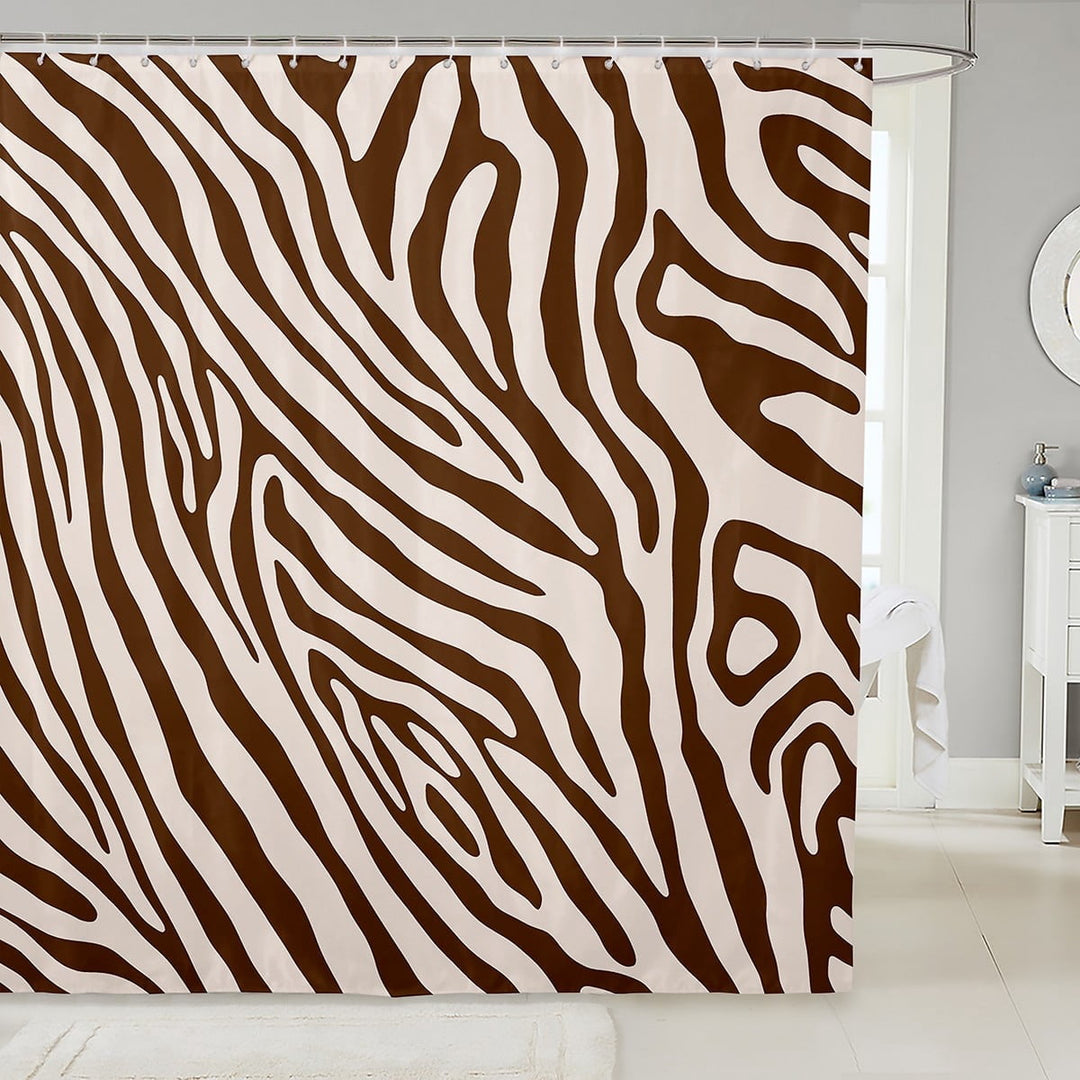 Erosebridal Zebra Print Shower Curtain 72x84, Jungle Wildlife Bath Curtain, Brown