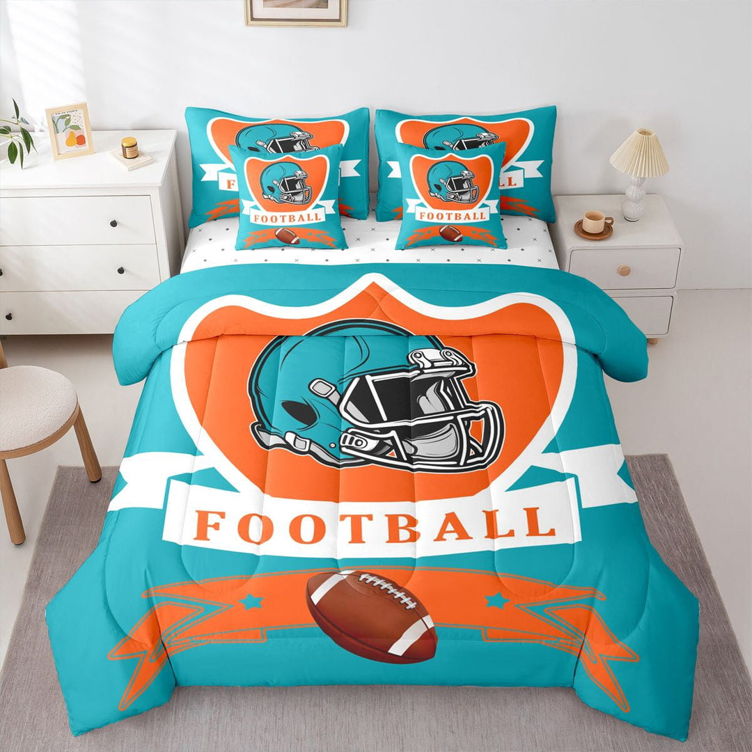 Erosebridal American Football City Bedding Sets, Eat Sleep Comforter Sets with Sheets, Soccer Lover Bed Sheets Set, Lightweight Room Decoration, 7pcs