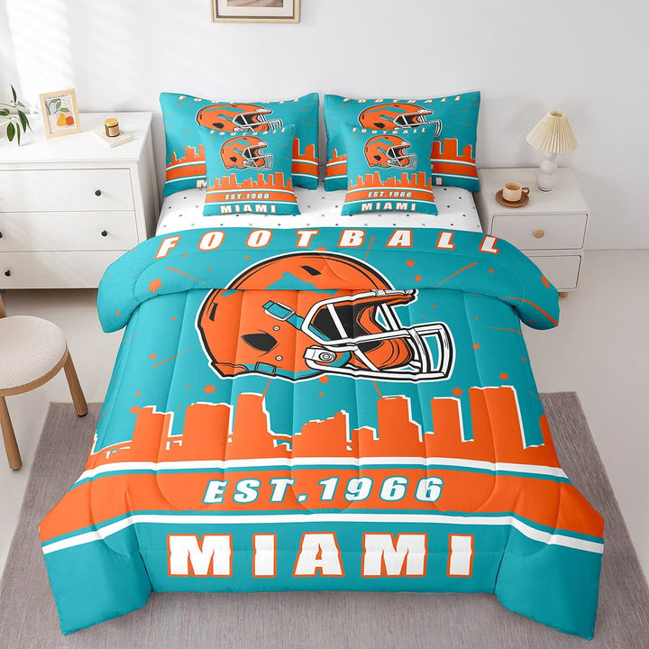 Erosebridal American Football City Bedding Sets, Eat Sleep Comforter Sets with Sheets, Soccer Lover Bed Sheets Set, Ultra Soft Room Decor, 7-Piece