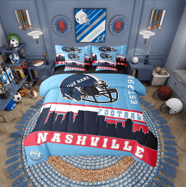 Erosebridal Eat Sleep Bed in a Bag Twin size, American Football Bed Set, Soccer Lover Decor, Reversible 7 Pieces