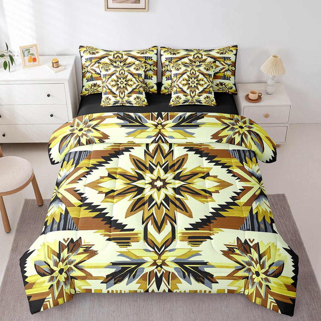 Erosebridal Vintage Aztec Bed in a Bag Full size, Black Reversible Bedding Sets 7-Piece, Western Farmhouse Decor