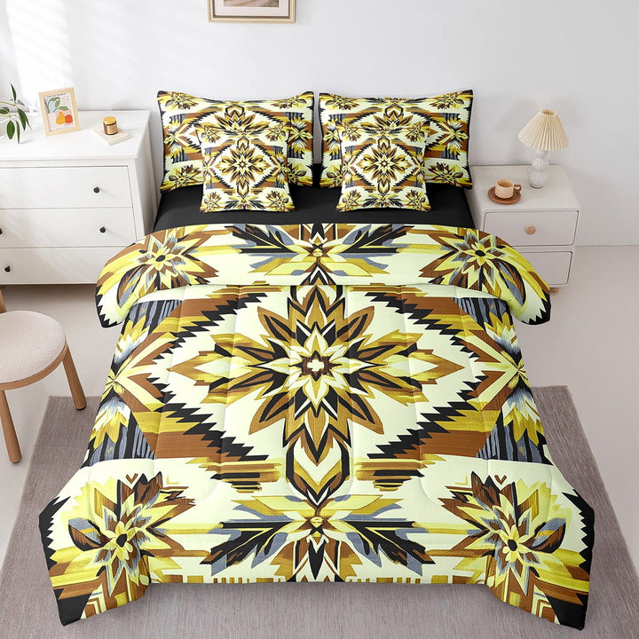 Erosebridal Vintage Aztec Bed in a Bag Full size, Black Reversible Bedding Sets 7-Piece, Western Farmhouse Decor