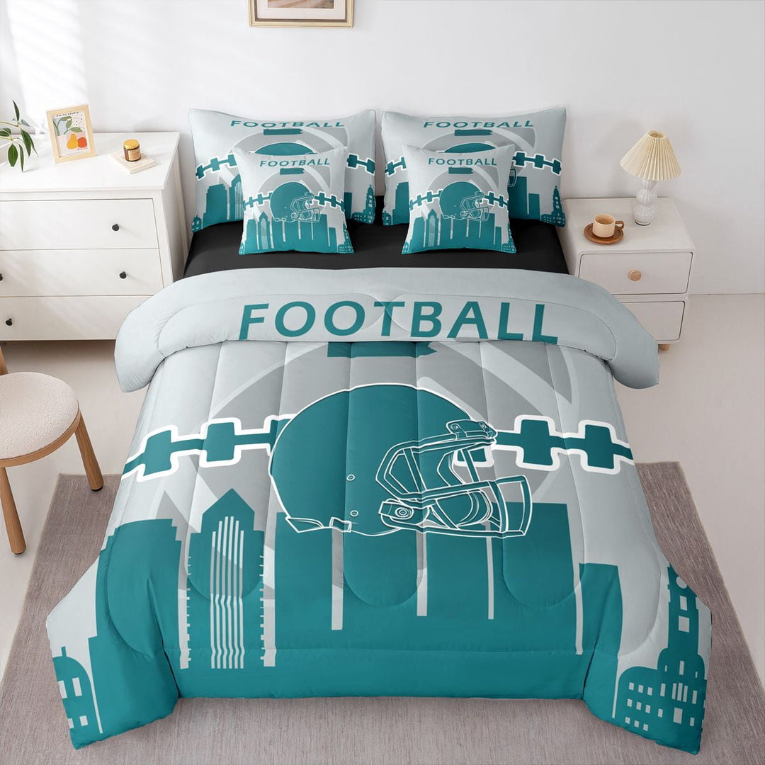 Erosebridal 7 Pcs Comforter Set King Size,Football Bed in a Bag with Flat Sheet and Fitted Sheet and Adults,Sports Fan Bedding Set with Pillowcase and Sham(Philadelphia)