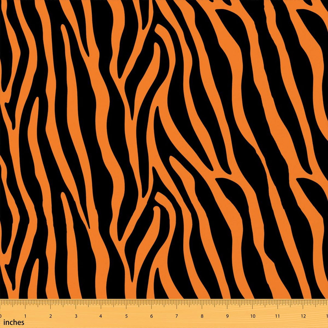 Manfei Animal Fabric by the Yard 1 Yard, Wildlife Home Decor Fabric by the Yard, Orange Black
