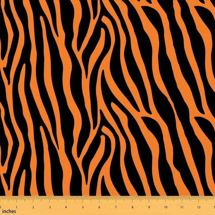 Manfei Animal Fabric by the Yard 1 Yard, Wildlife Home Decor Fabric by the Yard, Orange Black