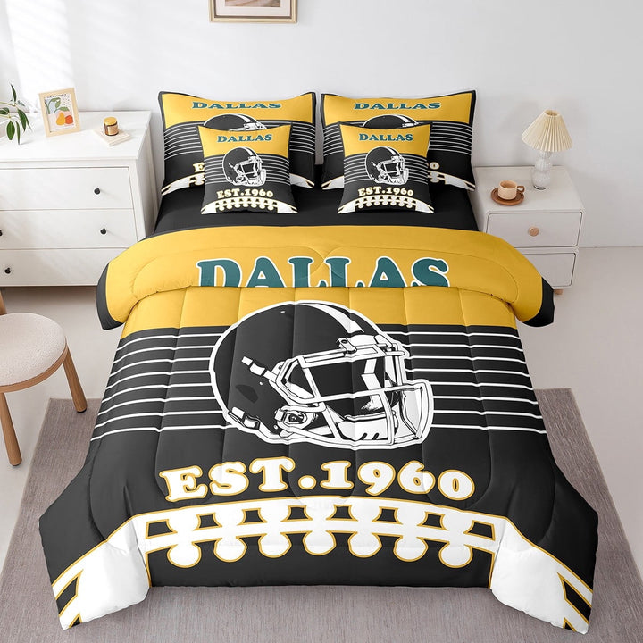 Erosebridal American Football Bedding Sets Twin Size 7-Piece , Reversible, Black, Dallas