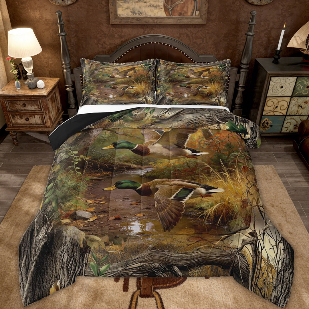 Erosebridal Jungle Duck Animal Full Size Comforter Sets, Rustic Branch Bedding Sets, 3 Pieces