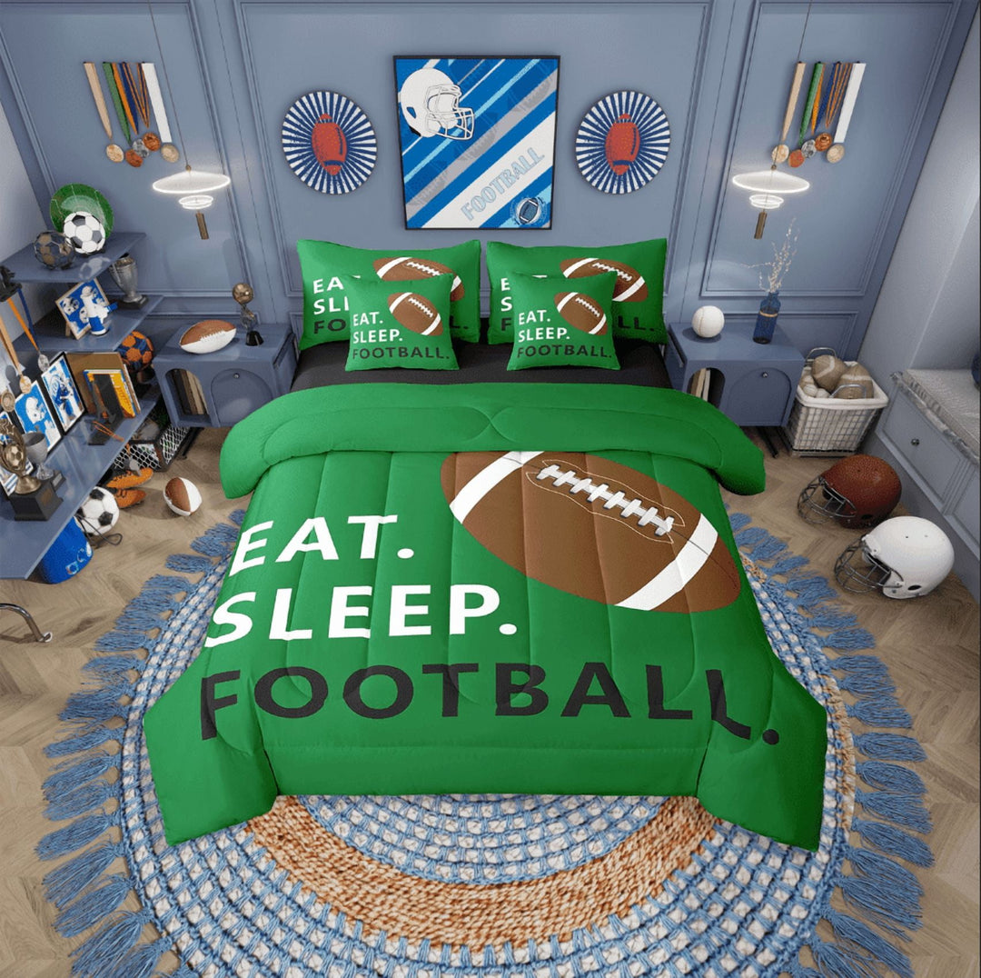Erosebridal Teens Football Bedding Sets Twin Size,Sport Gamer Comforter Sets With Sheets,Ball Game Decoration,Reversible,Breathable,7Pcs