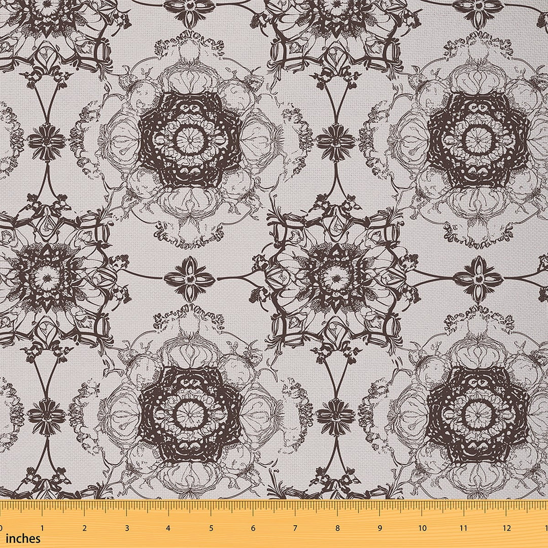Castle Fairy Hippie Mandala Fabric by the Yard 2 Yard,Bohemian Flower Sewing Fabric,Exotic Style Home Decor Fabric by the Yard,Super Cozy Vintage Room Decor