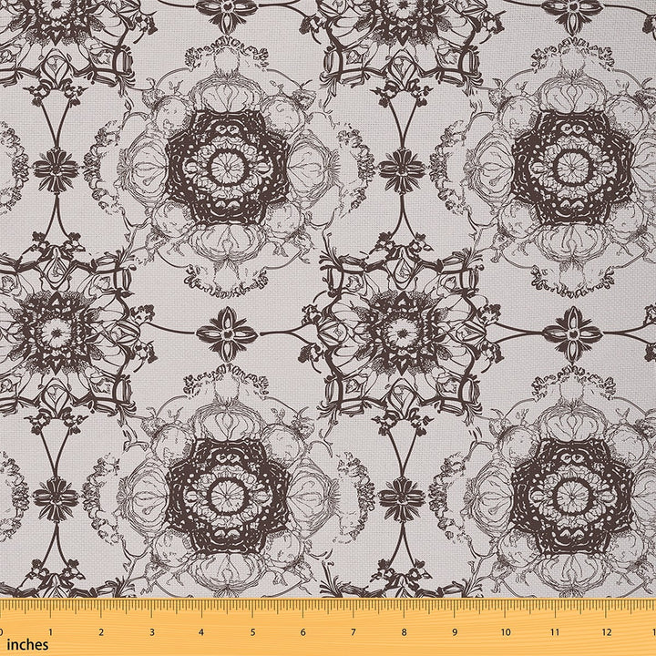 Castle Fairy Hippie Mandala Fabric by the Yard 2 Yard,Bohemian Flower Sewing Fabric,Exotic Style Home Decor Fabric by the Yard,Super Cozy Vintage Room Decor