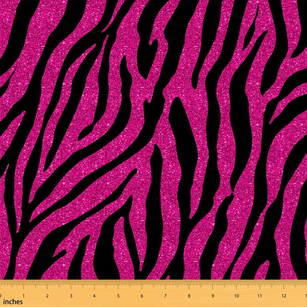 Manfei Zebra Fabric by the Yard 1 Yard Animal Print Home Decor Fabric by the Yard, Pink Black