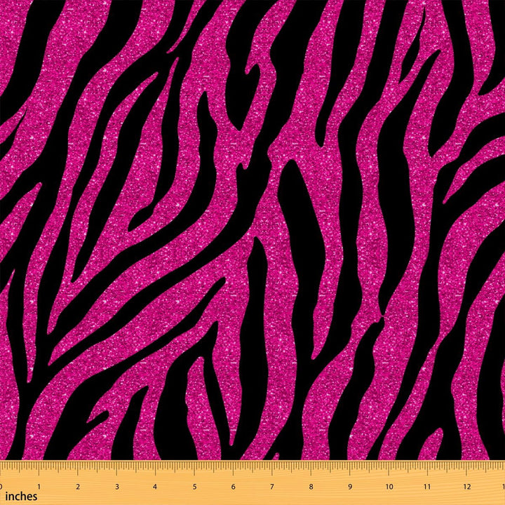 Manfei Zebra Fabric by the Yard 1 Yard Animal Print Home Decor Fabric by the Yard, Pink Black