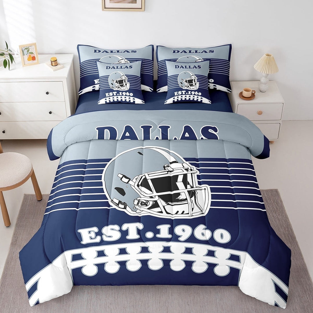 Erosebridal American Football Bedding Sets Twin Size 7-Piece , Reversible, Navy, Dallas