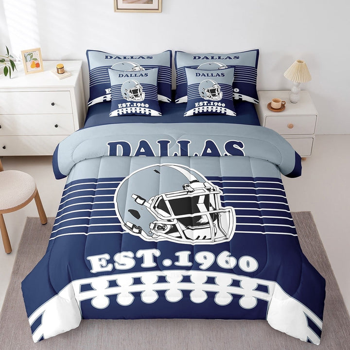 Erosebridal American Football Bedding Sets Twin Size 7-Piece , Reversible, Navy, Dallas