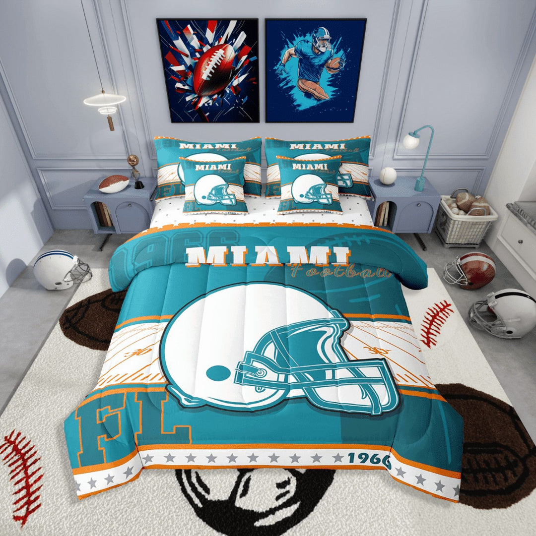 Erosebridal Sport Football Bedding Sets Twin Size,Ball Game Comforter Sets with Sheets,Room Decorative,Reversible,7pcs