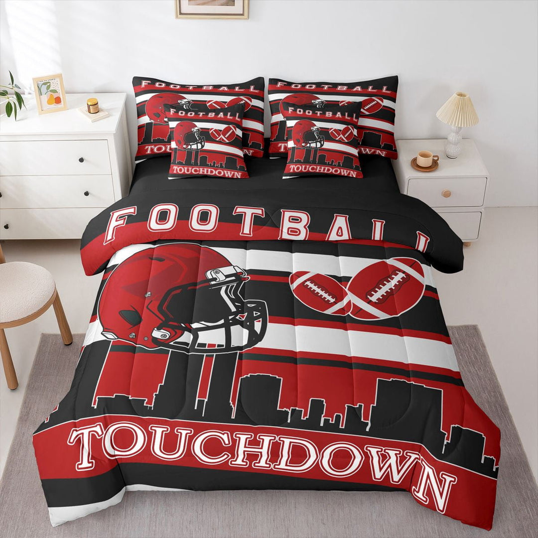 Erosebridal Ball Gaming Rugby Bedding Sets Twin Size,Football City Atlanta Comforter Sets with Sheets,Gamer Room Decorative,Reversible,Breathable,7-Piece