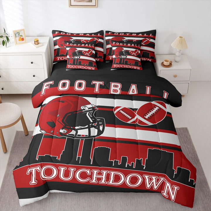 Erosebridal Ball Gaming Rugby Bedding Sets Twin Size,Football City Atlanta Comforter Sets with Sheets,Gamer Room Decorative,Reversible,Breathable,7-Piece