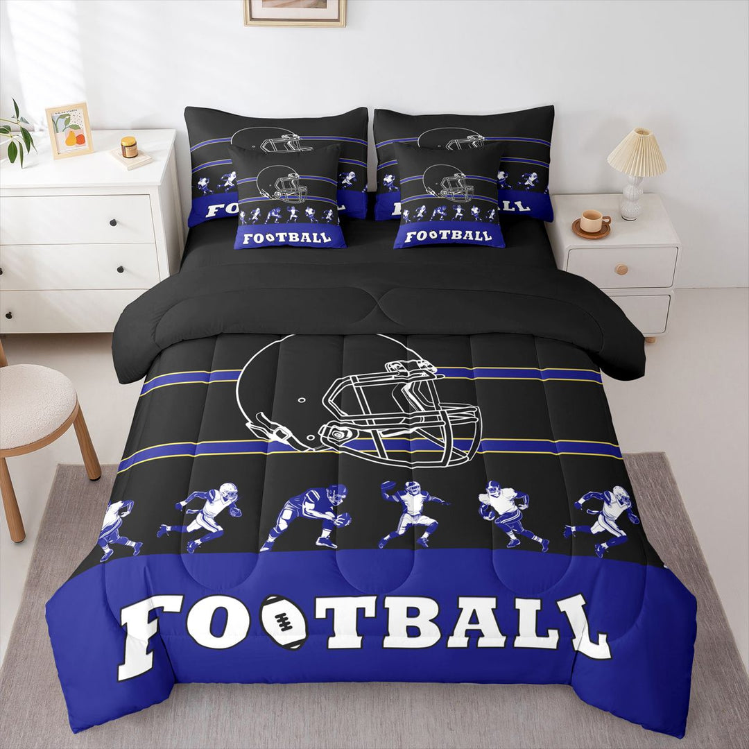 7 Pieces Bed in a Bag Queen Comforter Set with Sheets, Football Design Bedding Sets for All Season,1 Comforter, 2 Pillow Shams, 1 Flat Sheet, 1 Fitted Sheet, 2 Pillowcases(Baltimore)
