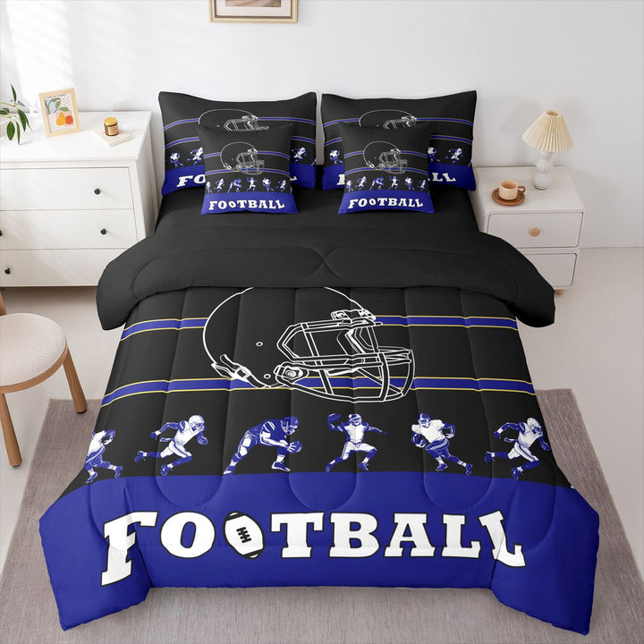 7 Pieces Bed in a Bag Queen Comforter Set with Sheets, Football Design Bedding Sets for All Season,1 Comforter, 2 Pillow Shams, 1 Flat Sheet, 1 Fitted Sheet, 2 Pillowcases(Baltimore)