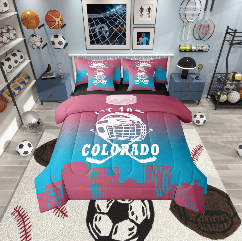 Erosebridal American Football City Bedding Sets Twin Size, Eat Sleep Comforter Sets with Sheets, Soccer Lover Reversible Bed Set, Ultra Soft Room Decorative, 7pcs
