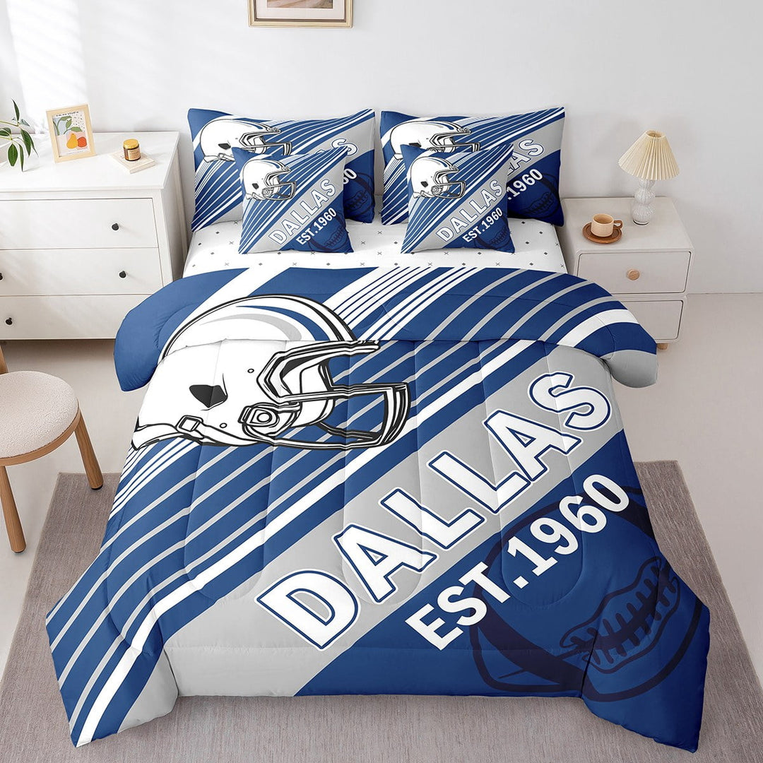 Erosebridal Football Bedding Sets Twin Size,Ball Game Comforter Sets with Sheets,Sport Decor (Dallas),Reversible,Breathable,7-Piece