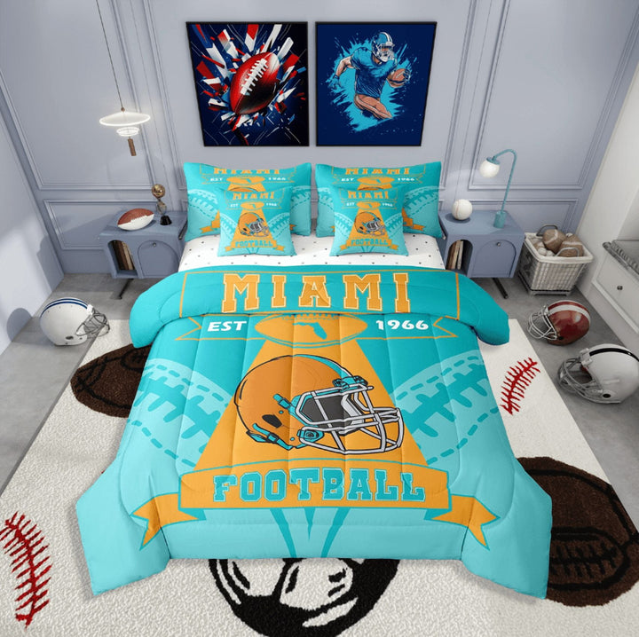 Erosebridal Football Print Bedding Sets Twin Size,Ball Game Comforter Sets with Sheets,Sport Decor,Reversible,Breathable,7-Piece