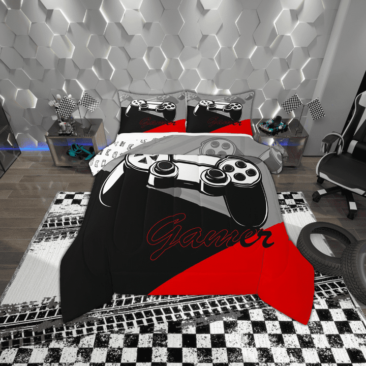 Erosebridal Teenager Gamepads Bedding Twin Comforter Set,Video Game Down Comforter,Breathable Bedding Sets Twin With Comforter,Super Cozy Gamer Bedroom Decorative,Reversible,2-Piece