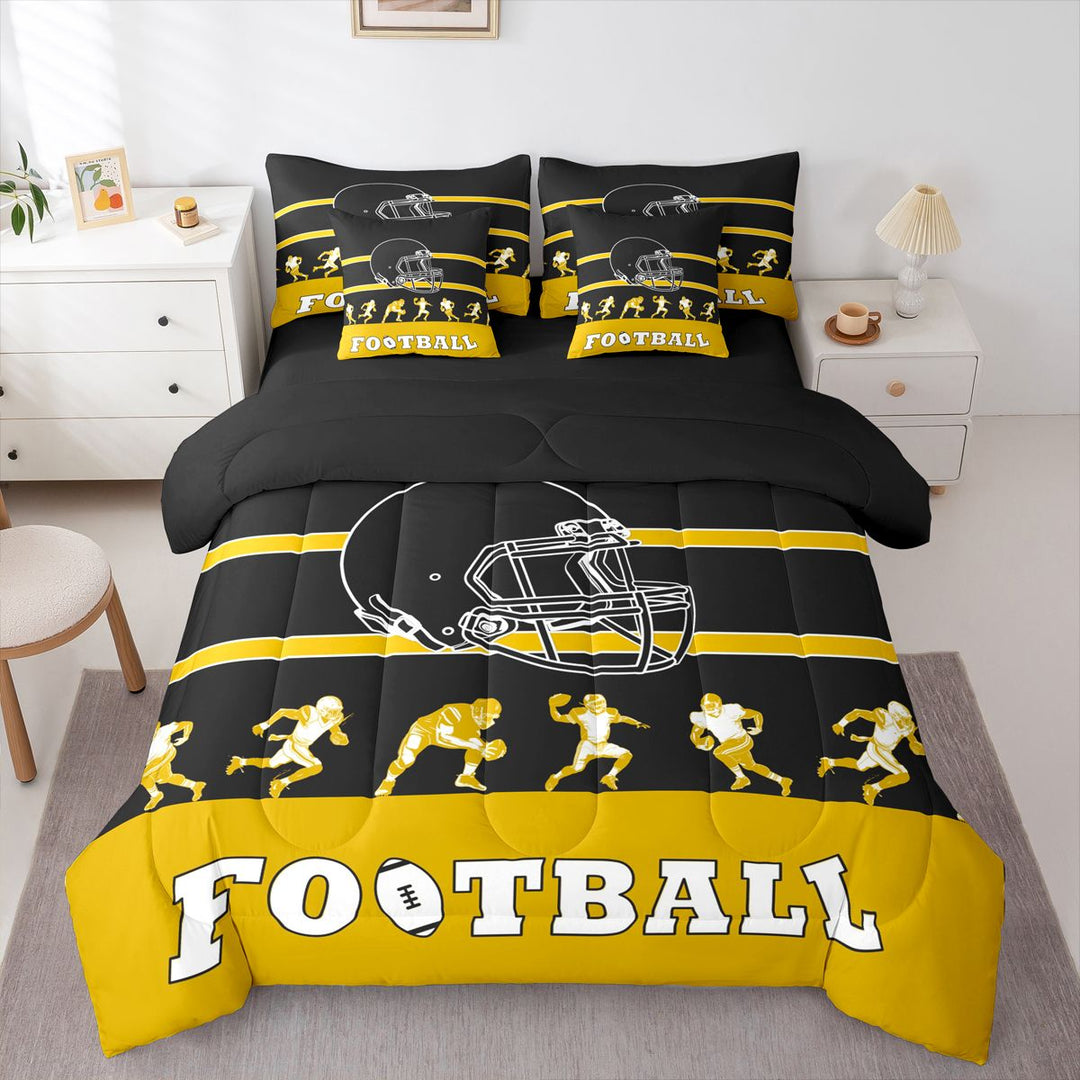 Full Bed in a Bag Football Comforter Set with Sheets 7-Pieces All Season Football Bedding Sets with Comforter, Pillow Sham, Flat Sheet, Fitted Sheet and Pillowcase(Pittsburgh)