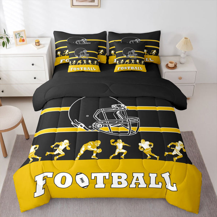 Full Bed in a Bag Football Comforter Set with Sheets 7-Pieces All Season Football Bedding Sets with Comforter, Pillow Sham, Flat Sheet, Fitted Sheet and Pillowcase(Pittsburgh)