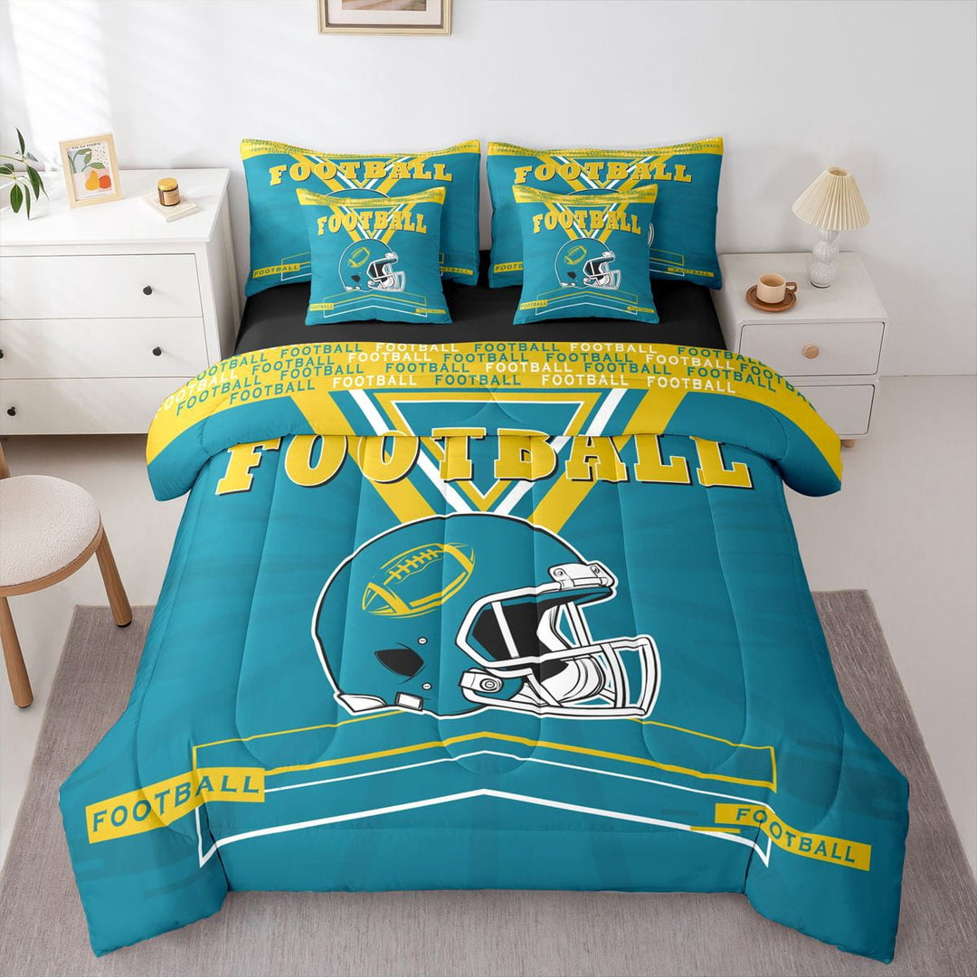 Erosebridal Twin Comforter Set,7 Pieces American Football Bedding Sets Twin Bed in a Bag with Reversible Football Bed Set,Sports Fan Comforter, Sheets, Pillowcases