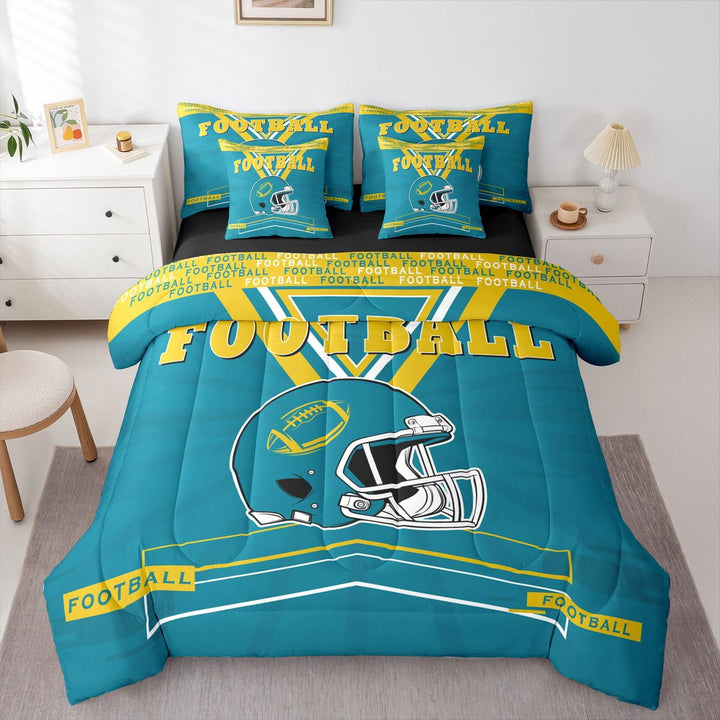 Erosebridal Twin Comforter Set,7 Pieces American Football Bedding Sets Twin Bed in a Bag with Reversible Football Bed Set,Sports Fan Comforter, Sheets, Pillowcases