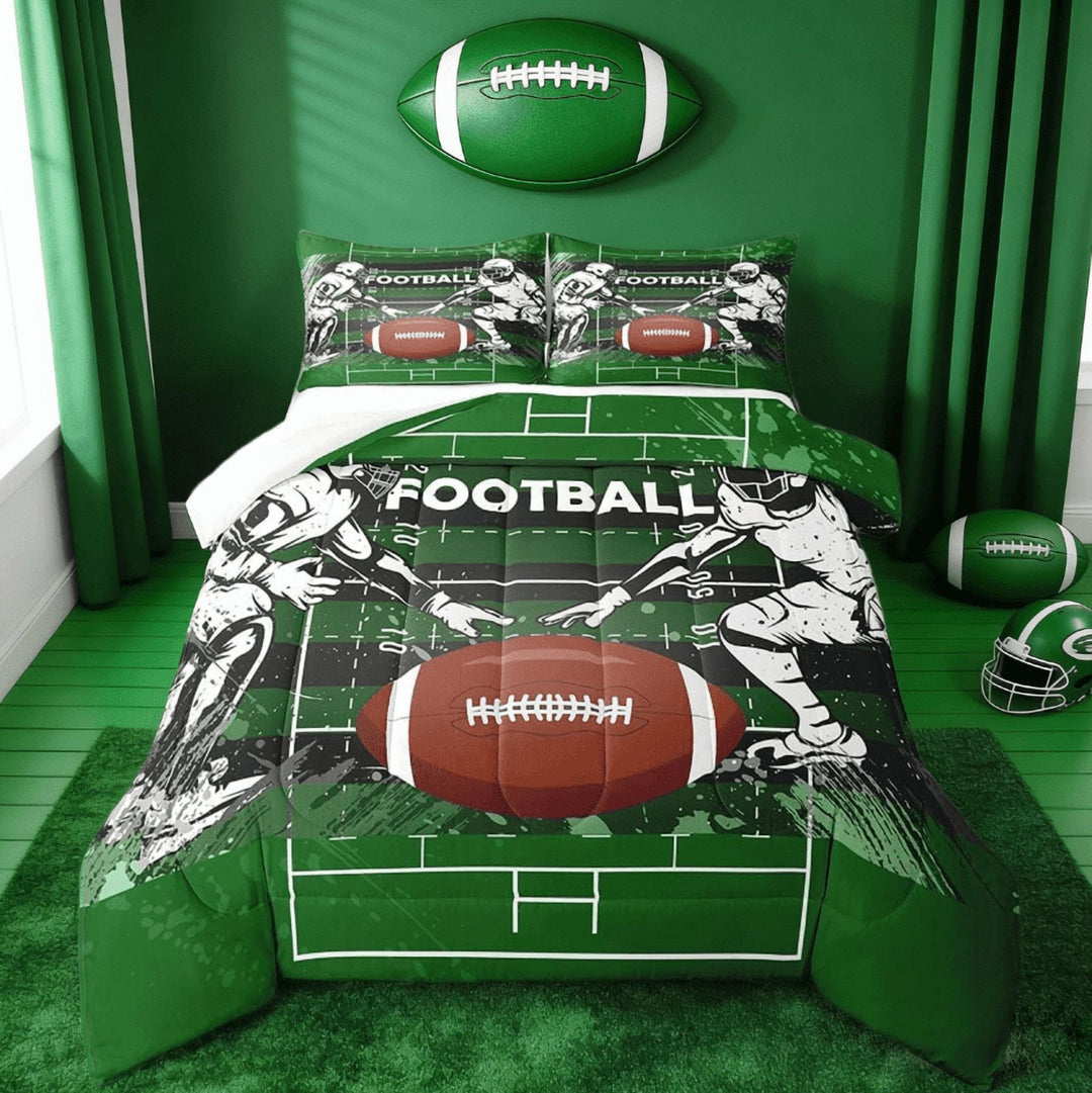 Manfei Football Full Size Comforter Sets Boys Rugby For Kids Teens,Sports Themed Rugby Player Bedding Sets 3pcs