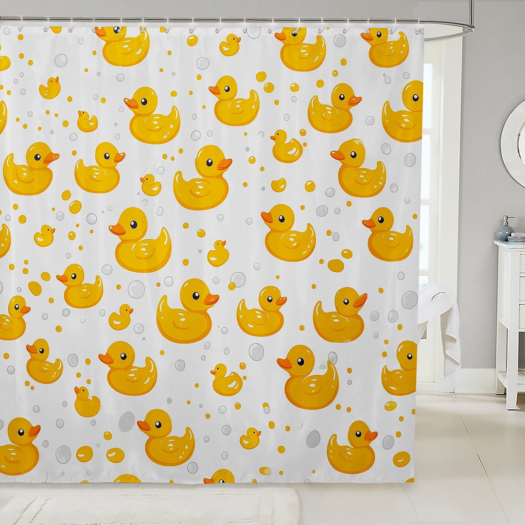 Erosebridal Cute Yellow Duck Shower Curtain Set,Kawaii Rubber Duck Bathroom&amp;nbsp;Curtain for Kids Girls Boys,Cartoon Animal Bathroom Set,&amp;nbsp;Curtain 72"Wx72"L