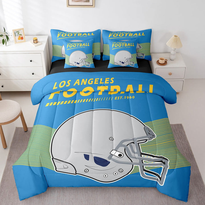 American Football Comforter Set with Sheets Sports Ball Game Comforter Set Bed-in-a-Bag King 7Pcs,Los Angeles(1 Comforter, 1 Flat Sheet 1 Fitted Sheet 2 Pillowcases 2 Throw Pillow Covers)