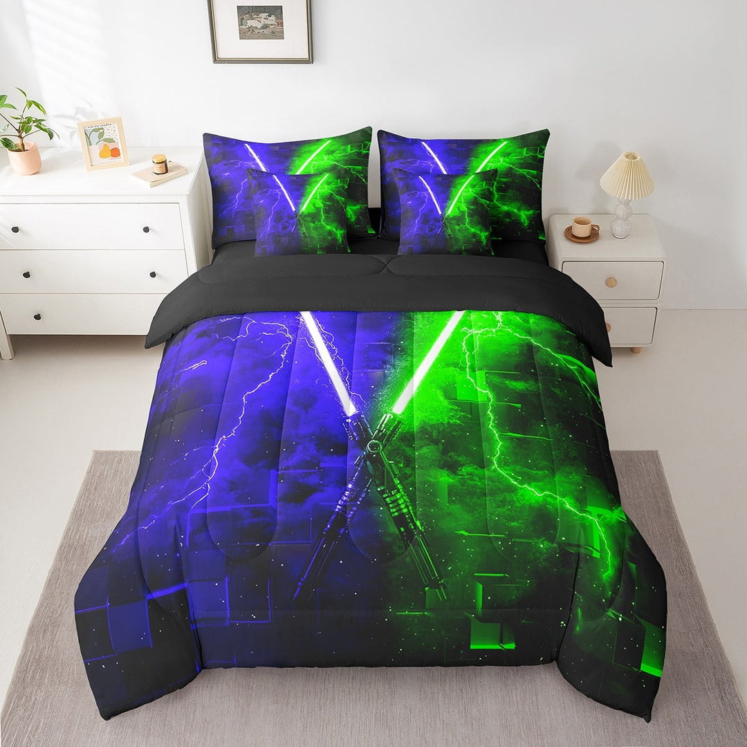 Erosebridal Gaming Lightning Bed in a Bag Twin size, Neon Lightning Bed Set, Modern Fashion Decor, Reversible