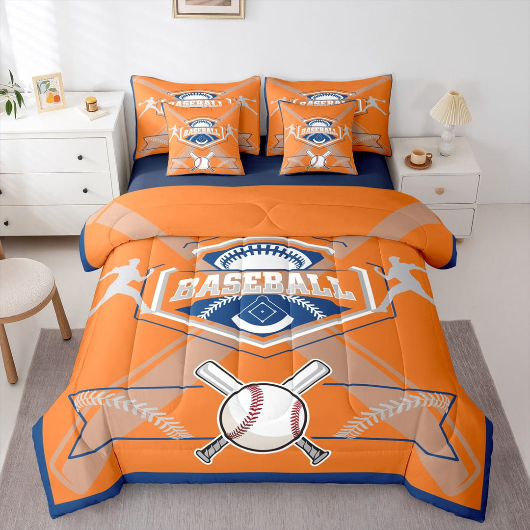 Erosebridal 7 Piece Bed in a Bag King Size Comforter Set Baseball Bedding Set,Sports Reversible Design Bed Set,Baseball Team Soft Microfiber Comforter with Sheet Set,All Season,Houston