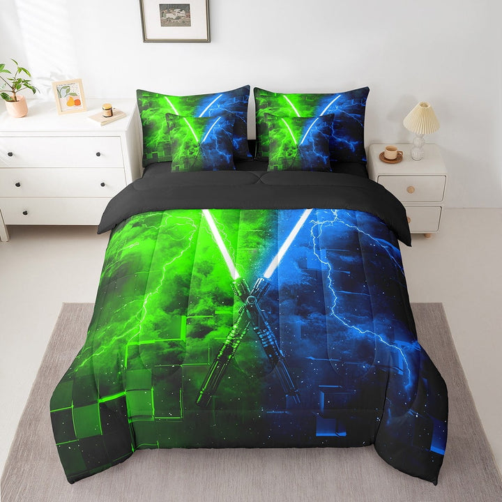 Erosebridal Lightning Bed in a Bag Twin size for Teens, Rectangle Geometric Bed Set, Modern Fashion Decor, Reversible