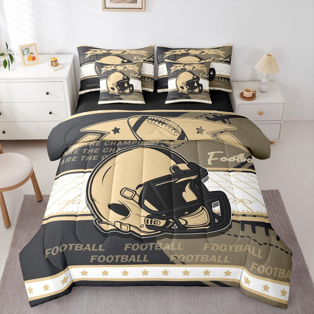 Erosebridal American Football Bedding Twin Size, Soccer Sports Bedding Accessories, Black Brown, New Orleans, Super Cozy 7-Piece