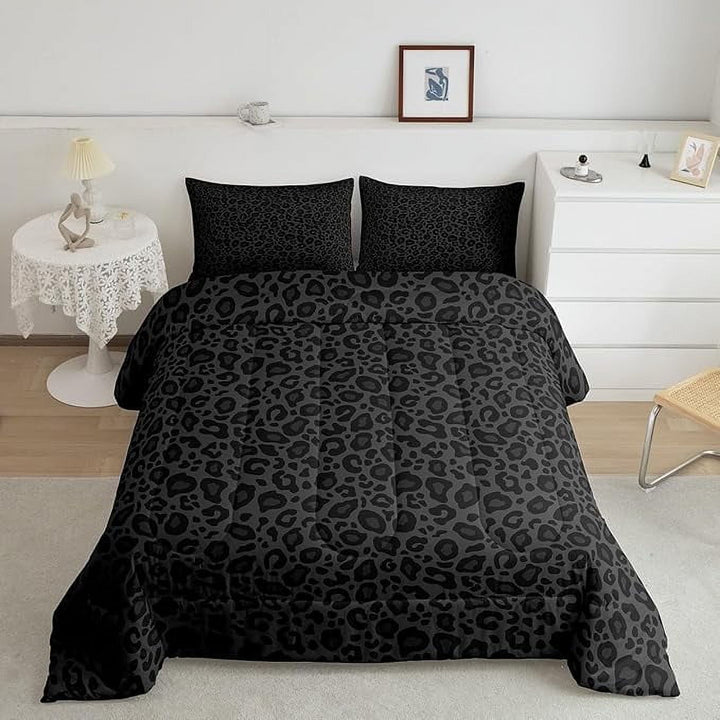 YST African Cheetah Wildlife Bed Comforter Set Queen Size,Gray Wild Animal Skin Super Soft Microfiber Bedding Set for Adults Teens,Leopard Print Comforter Set