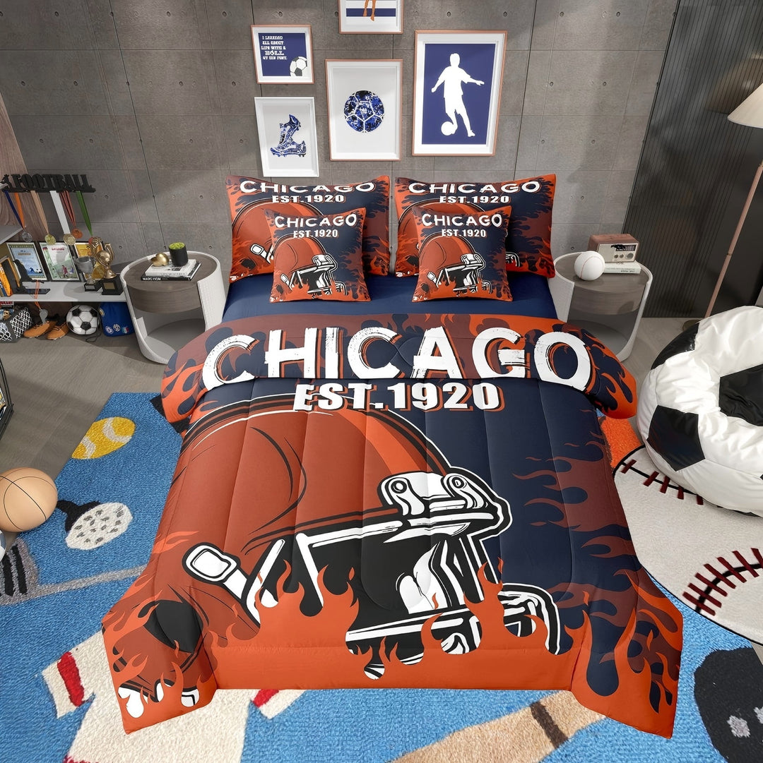 Erosebridal American Football Bedding Sets Twin Size, Soccer Sports Bedding Accessories, Rugby Lover Decor, Reversible 7pcs