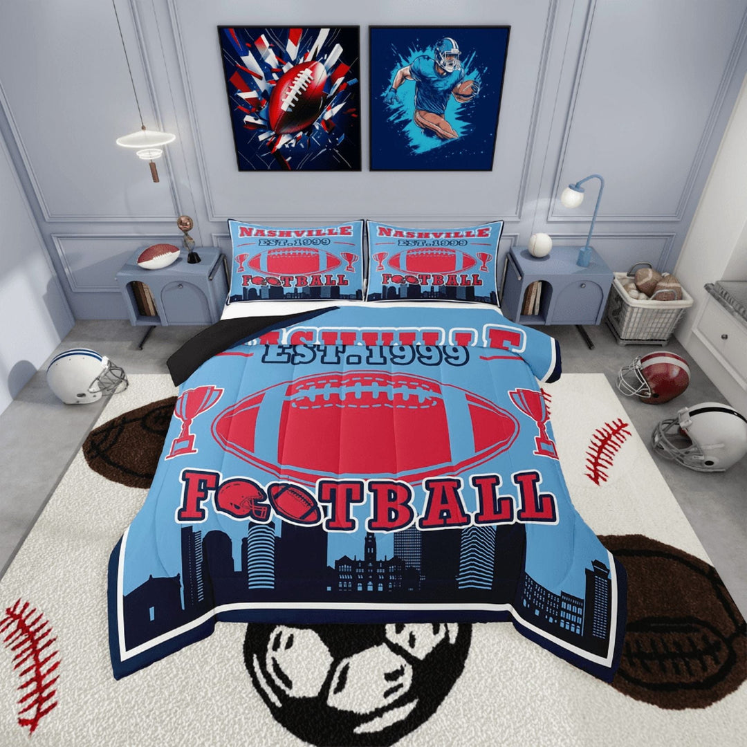 Erosebridal Sport Football Bedding Twin Comforter Set,Ball Game Down Comforter,Rugby Room Decorative(Nashville),Reversible,Lightweight,2-Piece